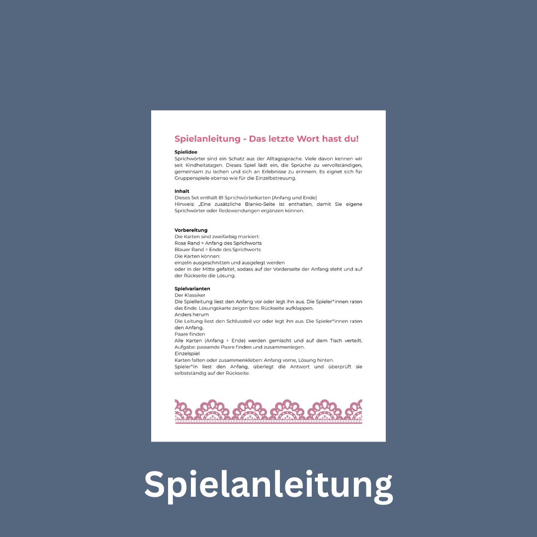 Das letzte Wort hast du – Sprichwörter-Spiel – Bild 5