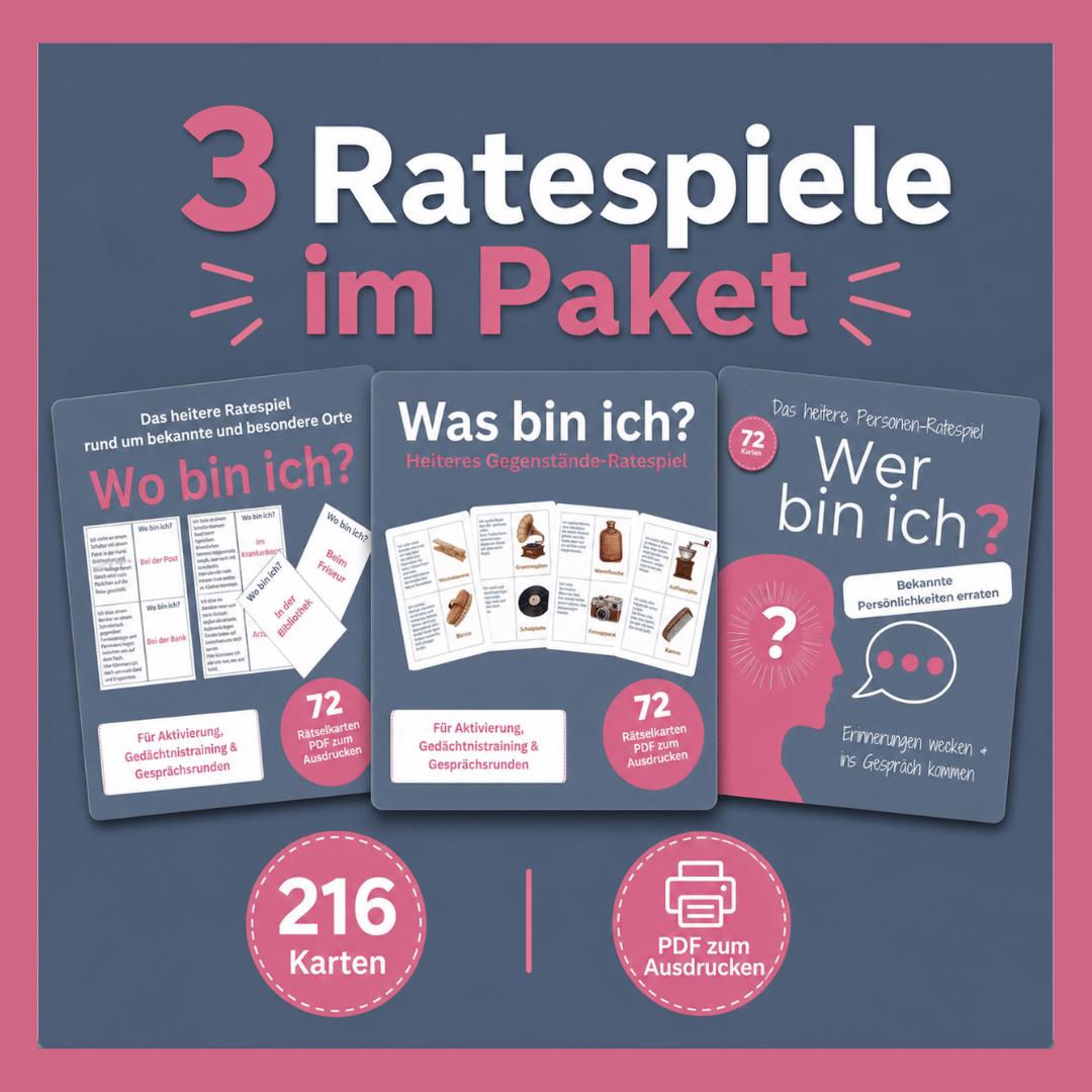 Drei Ratespiele im Paket – Wer, was und wo bin ich?