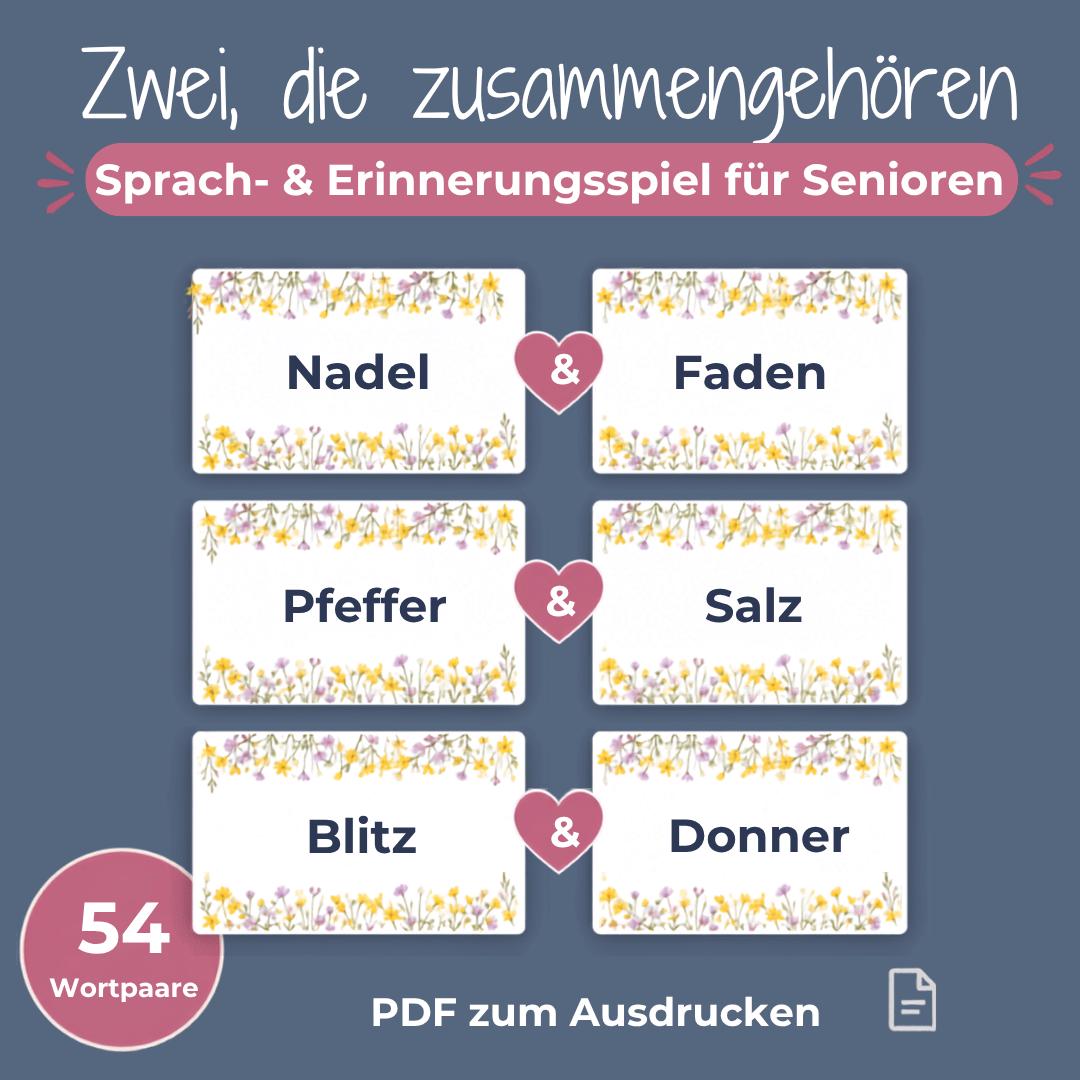 Zwei, die zusammengehören – Sprach- und Erinnerungsspiel